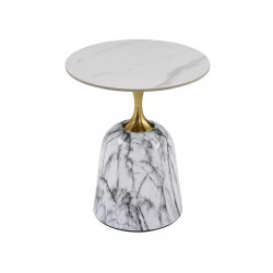 Ława Fama biały połysk efekt marmuru/biały/złoty 59x50