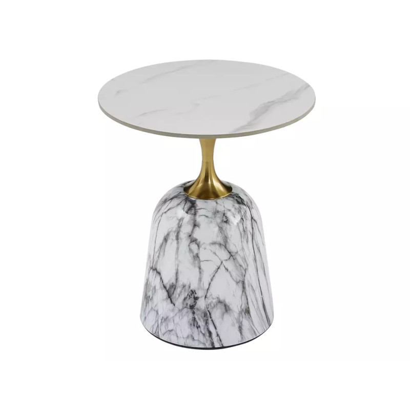 Ława Fama biały połysk efekt marmuru/biały/złoty 59x50