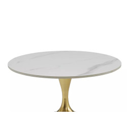 Ława Fama biały połysk efekt marmuru/biały/złoty 59x50