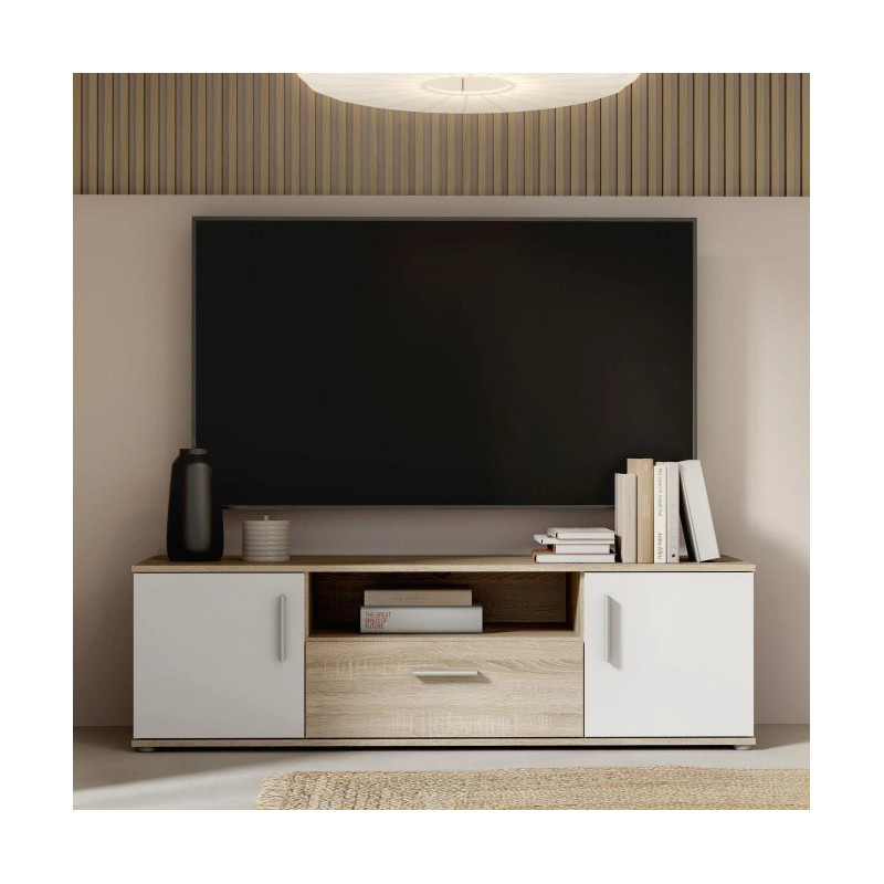 Szafka RTV NET106 IKLT031-Q45F Dąb Sonoma/Biały Meble Forte