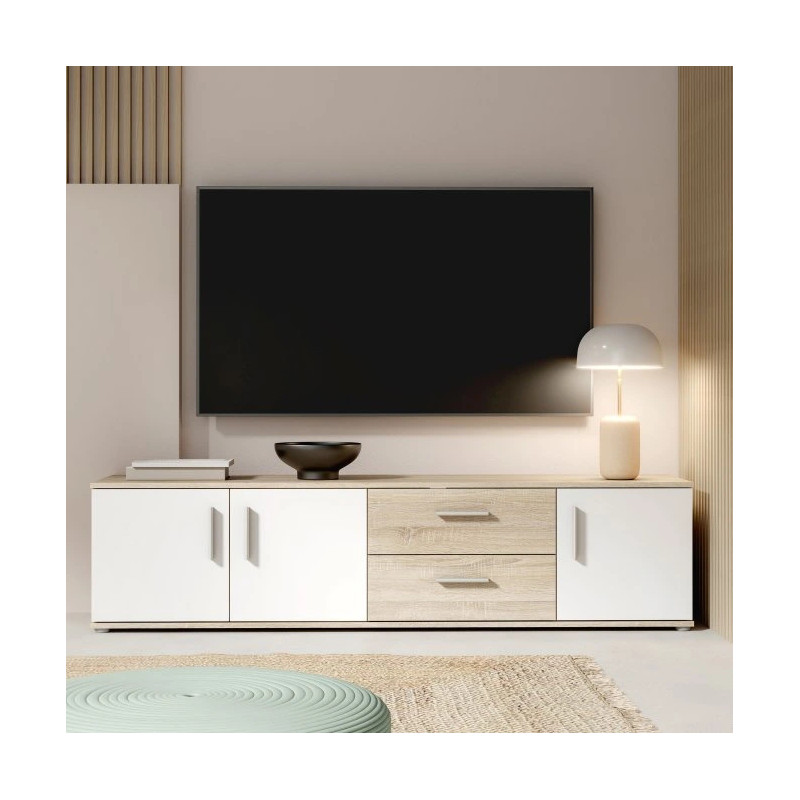 Szafka RTV NET106 IKLT041L-Q45F Dąb Sonoma/Biały Meble Forte