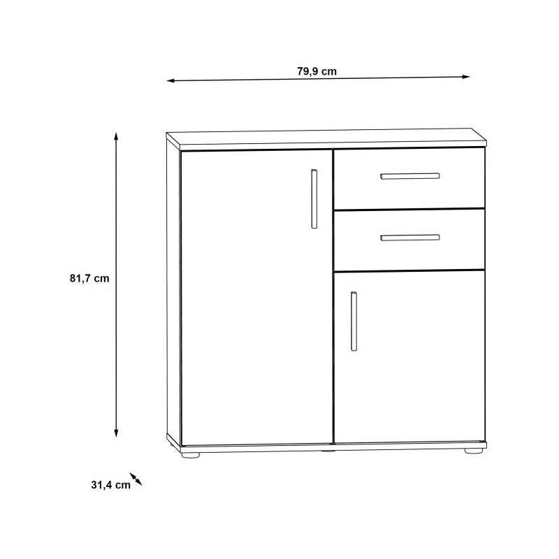 Komoda NET106 IKLK221-Q45F Dąb Sonoma/Biały Meble Forte