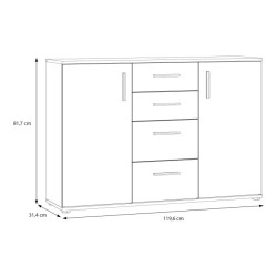Komoda 2D4S NET106 KLK231-C830 Dąb Artisan/Biały Meble Forte