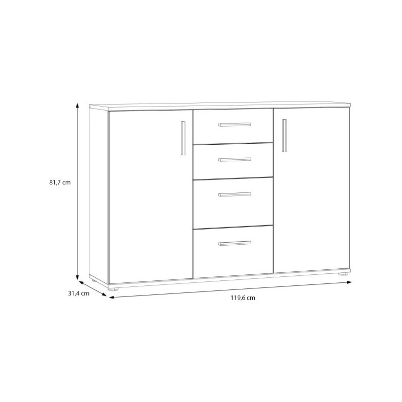 Komoda 2D4S NET106 KLK231-C830 Dąb Artisan/Biały Meble Forte