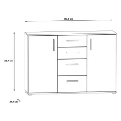 Komoda 2D4S NET106 IKLK231-Q45F Dąb Sonoma/Biały Meble Forte