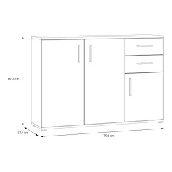 Komoda 3D2S NET106 IKLK232-C830 Dąb Artisan/Biały Meble Forte
