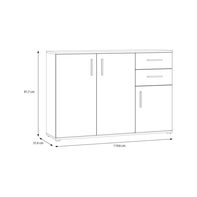 Komoda 3D2S NET106 IKLK232-C830 Dąb Artisan/Biały Meble Forte