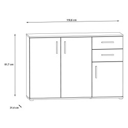 Komoda 3D2S NET106 IKLK232-Q45F Dąb Sonoma/Biały Meble Forte