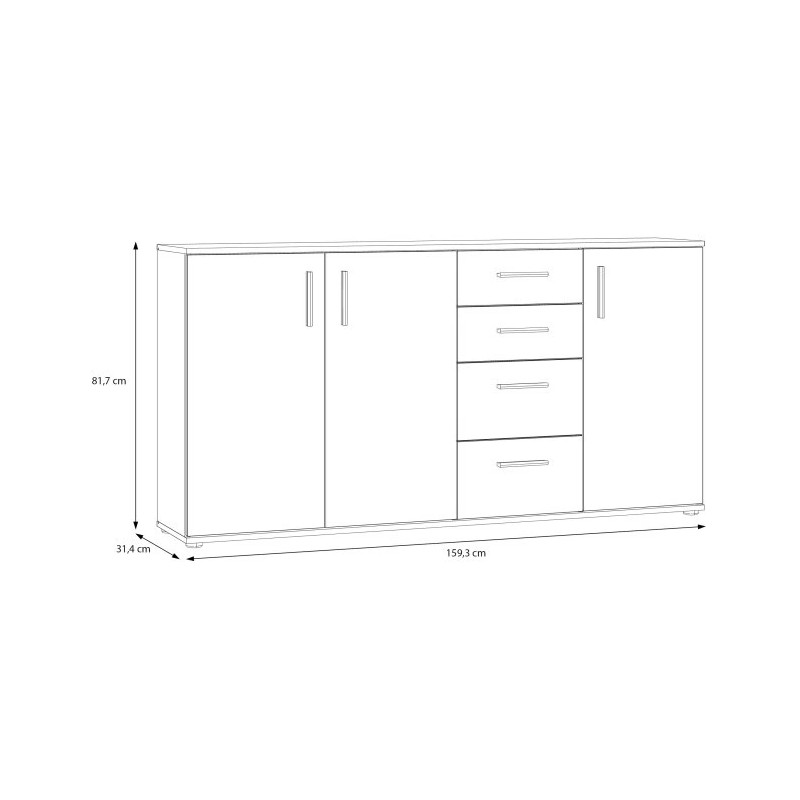 Komoda 3D4S NET106 IKLK241-C830 Dąb Artisan/Biały Meble Forte