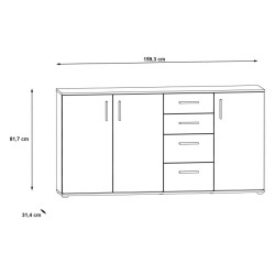 Komoda 3D4S NET106 IKLK241-Q45F Dąb Sonoma/Biały Meble Forte