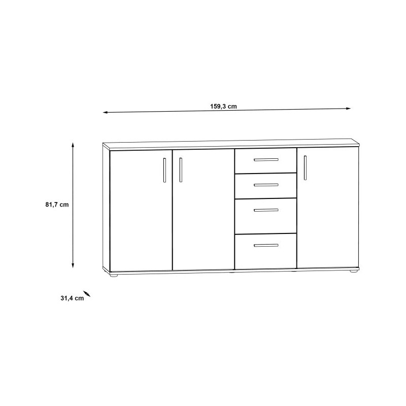 Komoda 3D4S NET106 IKLK241-Q45F Dąb Sonoma/Biały Meble Forte