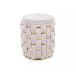 Pufa Tiara Velvet z pojemnikiem jasny beż/złoty tap.250 (42x37)