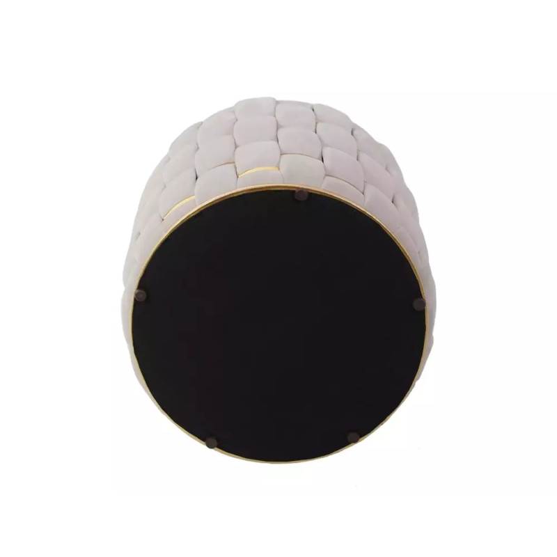 Pufa Tiara Velvet z pojemnikiem jasny beż/złoty tap.250 (42x37)