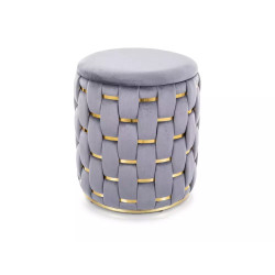 Pufa Tiara Velvet z pojemnikiem szary/złoty tap.252 (42x37)