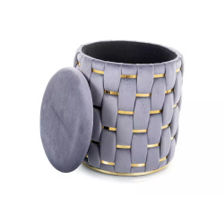 Pufa Tiara Velvet z pojemnikiem szary/złoty tap.252 (42x37)