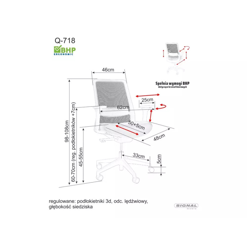 Fotel obrotowy Q-718 szary