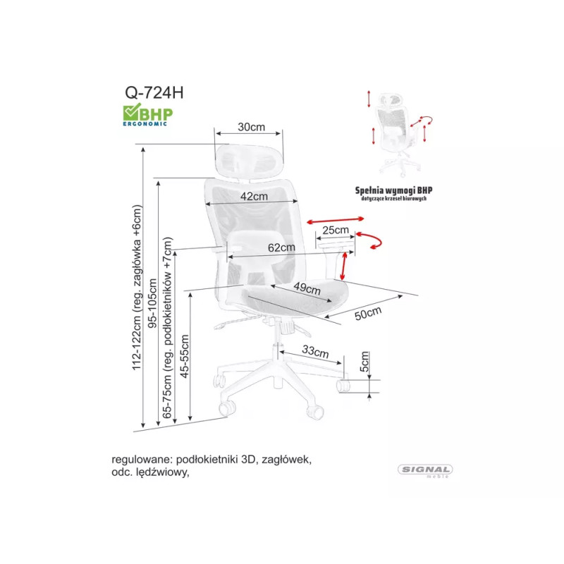 Fotel obrotowy Q-724H szary