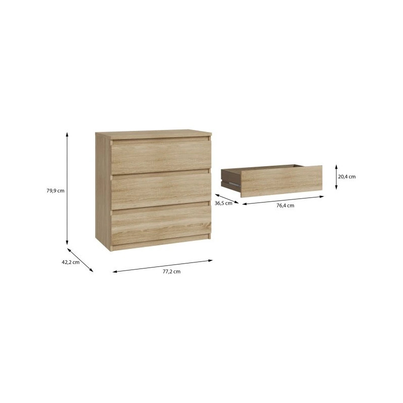 Komoda 3S Chelsea CHLK23-D30F Dąb Sonoma Meble Forte