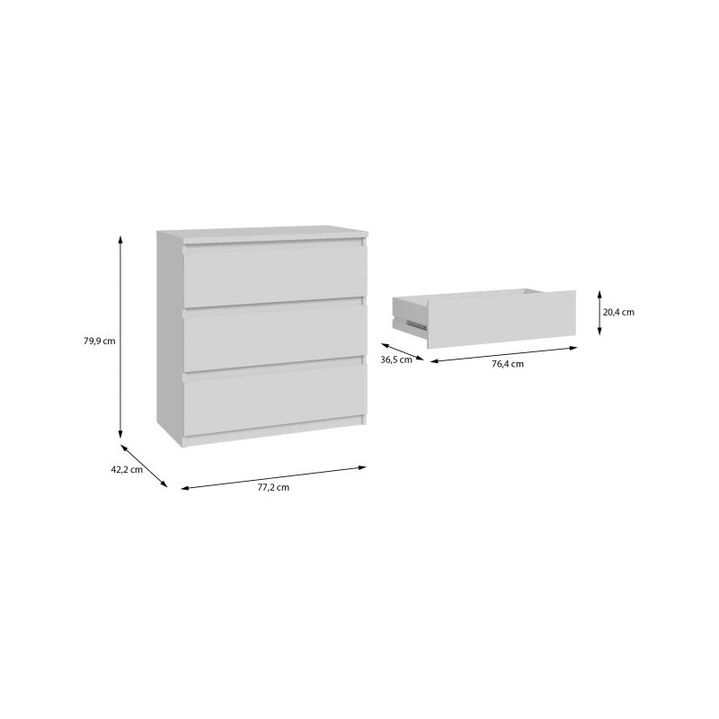 Komoda 3S Chelsea CHLK23-U42 Biały Meble Forte