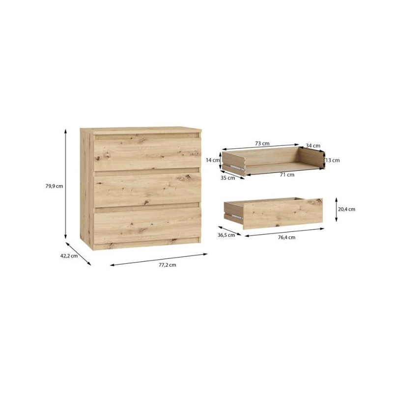 Komoda 3S Chelsea CHLK23-D78 Dąb Artisan Meble Forte