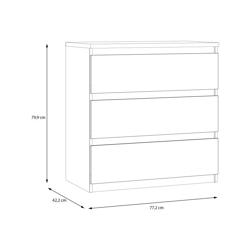 Komoda 3S Chelsea CHLK23-U27S Wolfram szary Meble Forte
