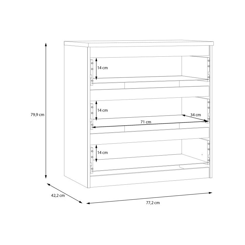 Komoda 3S Chelsea CHLK23-U27S Wolfram szary Meble Forte