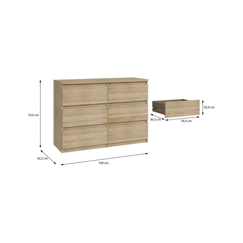 Komoda 6S Chelsea CHLK24-D30F Dąb Sonoma Meble Forte