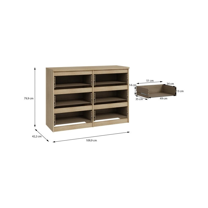 Komoda 6S Chelsea CHLK24-D30F Dąb Sonoma Meble Forte