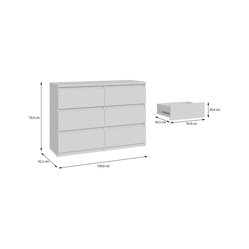 Komoda 6S Chelsea CHLK24-U42 Biały Meble Forte
