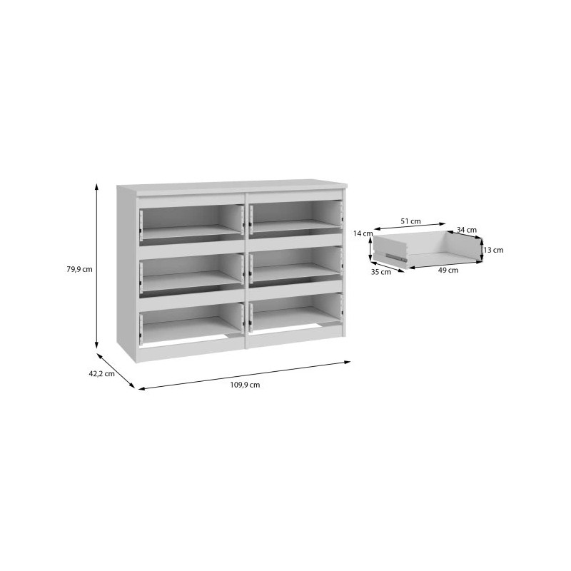 Komoda 6S Chelsea CHLK24-U42 Biały Meble Forte