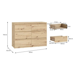 Komoda 6S Chelsea CHLK24-D78 Dąb Artisan Meble Forte