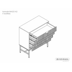 Komoda Mago K2 dąb/czarny mat (90x40x80)