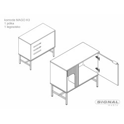 Komoda Mago K3 dąb/czarny mat (75x40x80)