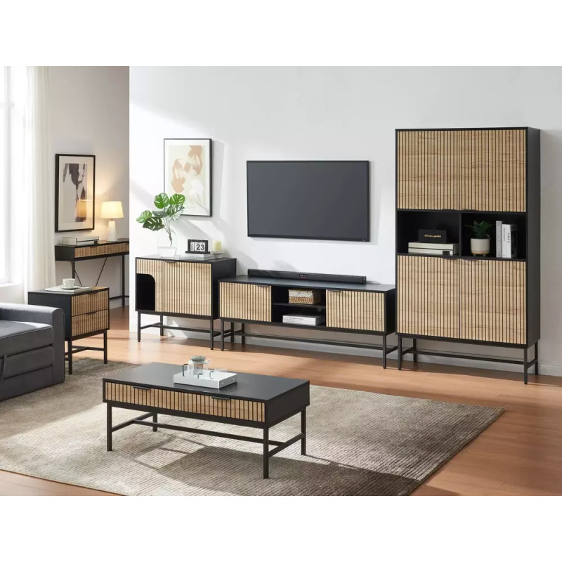 Szafka Rtv Mago RTV1 dąb/czarny mat (60x40x150)