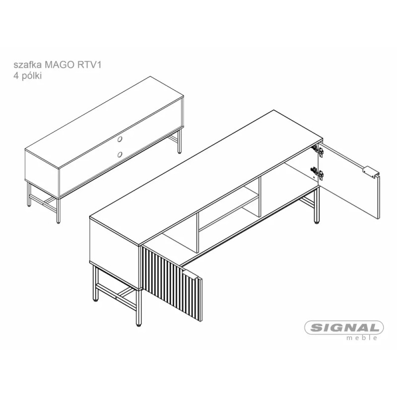 Szafka Rtv Mago RTV1 dąb/czarny mat (60x40x150)