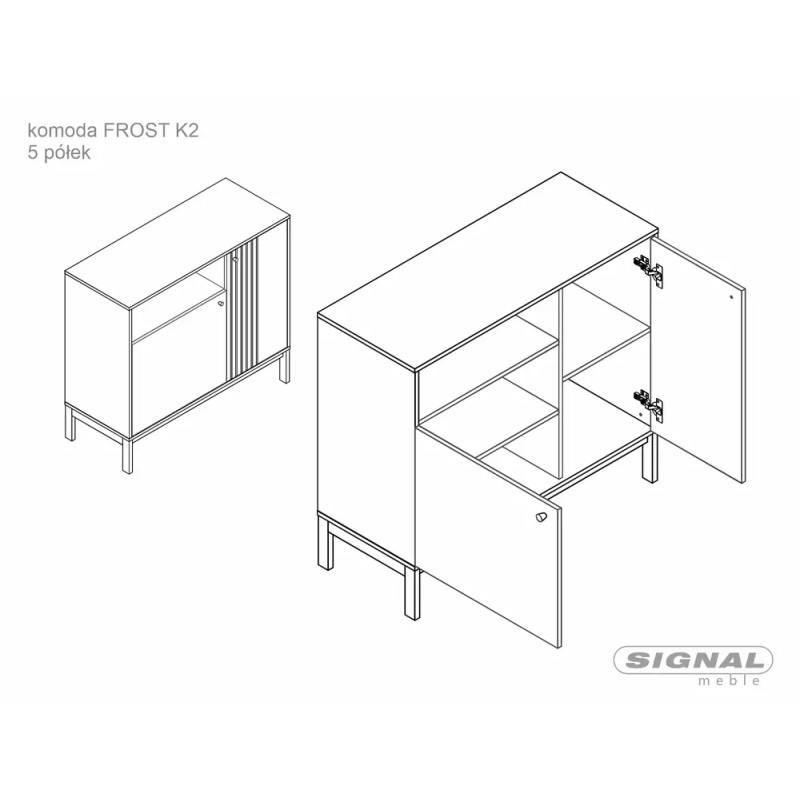 Komoda Frost K2 off white/dąb alpejski (90x40x100)
