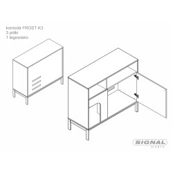 Komoda Frost K3 off white/dąb alpejski (90x40x100)