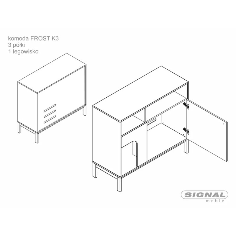 Komoda Frost K3 off white/dąb alpejski (90x40x100)