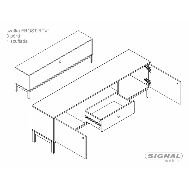 Szafka Rtv Frost RTV1 off white/dąb alpejski (58x40x180)