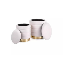 Pufa Britta Velvet z pojemnikiem jasny beż/złoty tap.250 (45x40) ZESTAW