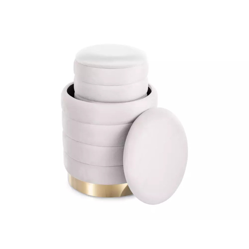 Pufa Britta Velvet z pojemnikiem jasny beż/złoty tap.250 (45x40) ZESTAW