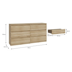 Komoda 6S Chelsea CHLK26-D30F Dąb Sonoma Meble Forte
