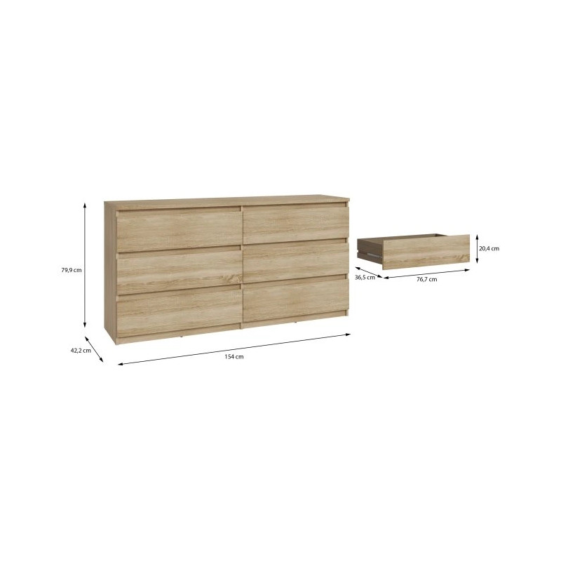 Komoda 6S Chelsea CHLK26-D30F Dąb Sonoma Meble Forte