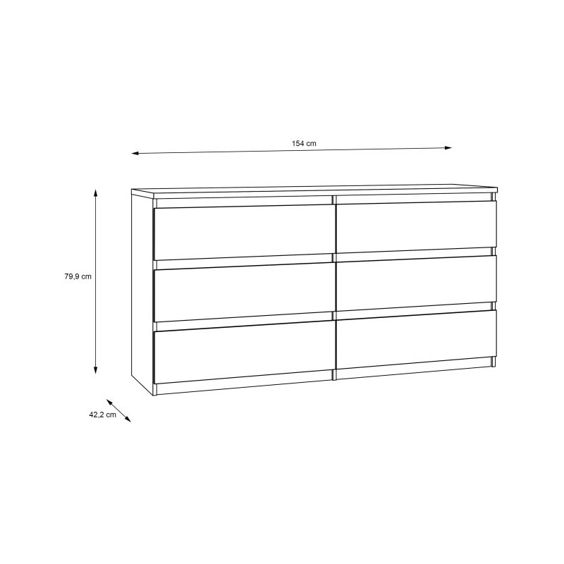 Komoda 6S Chelsea CHLK26-D78 Dąb Artisan Meble Forte