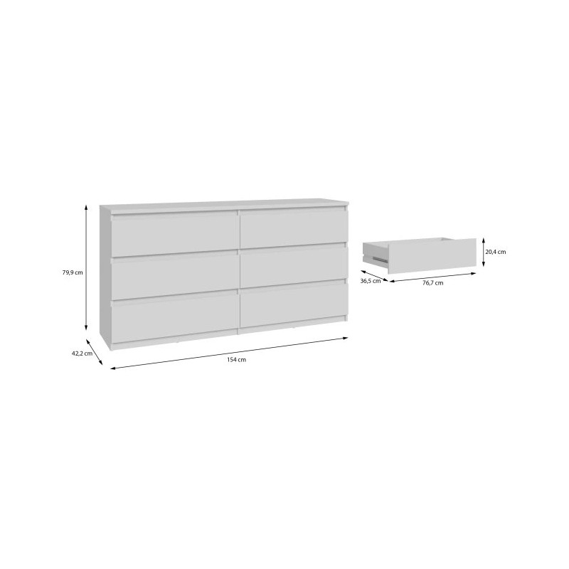 Komoda 6S Chelsea CHLK26-U42 Biały Meble Forte