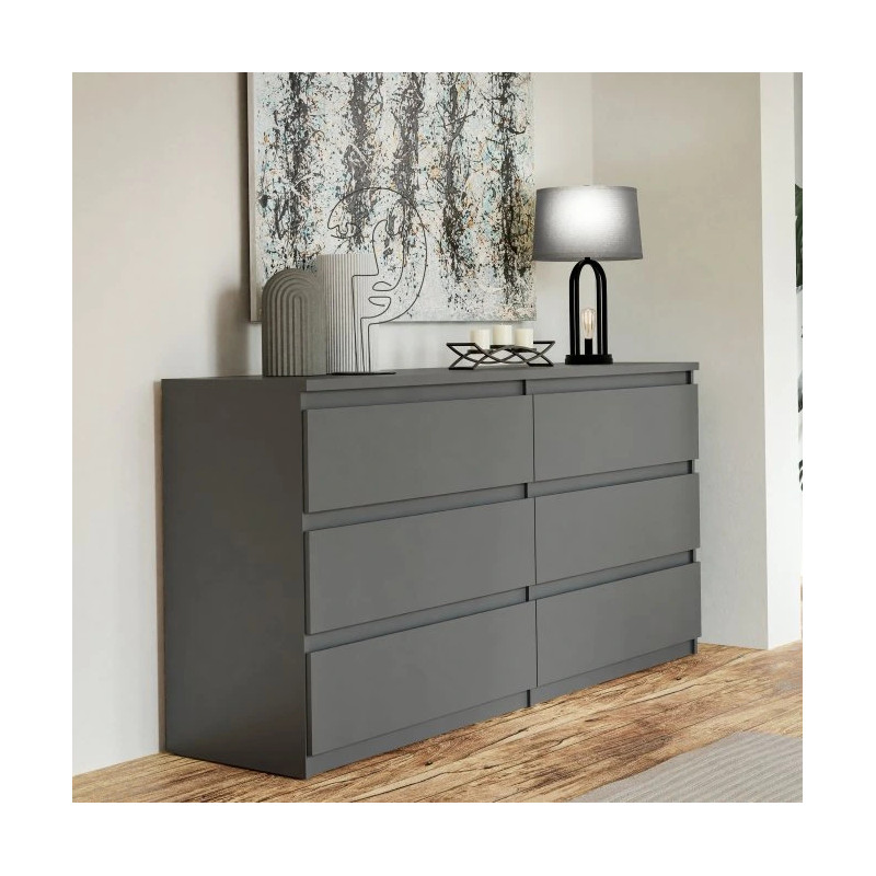 Komoda 6S Chelsea CHLK26-U27S Wolfram szary Meble Forte