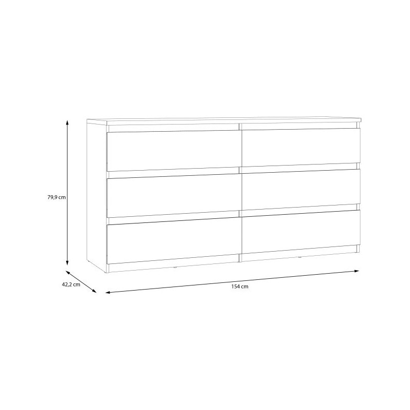 Komoda 6S Chelsea CHLK26-U27S Wolfram szary Meble Forte