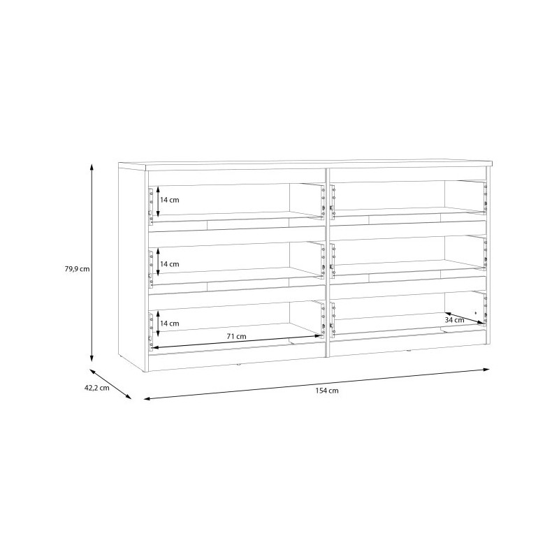 Komoda 6S Chelsea CHLK26-U27S Wolfram szary Meble Forte