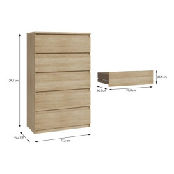 Komoda 5S Chelsea CHLK45-D30F Dąb Sonoma Meble Forte