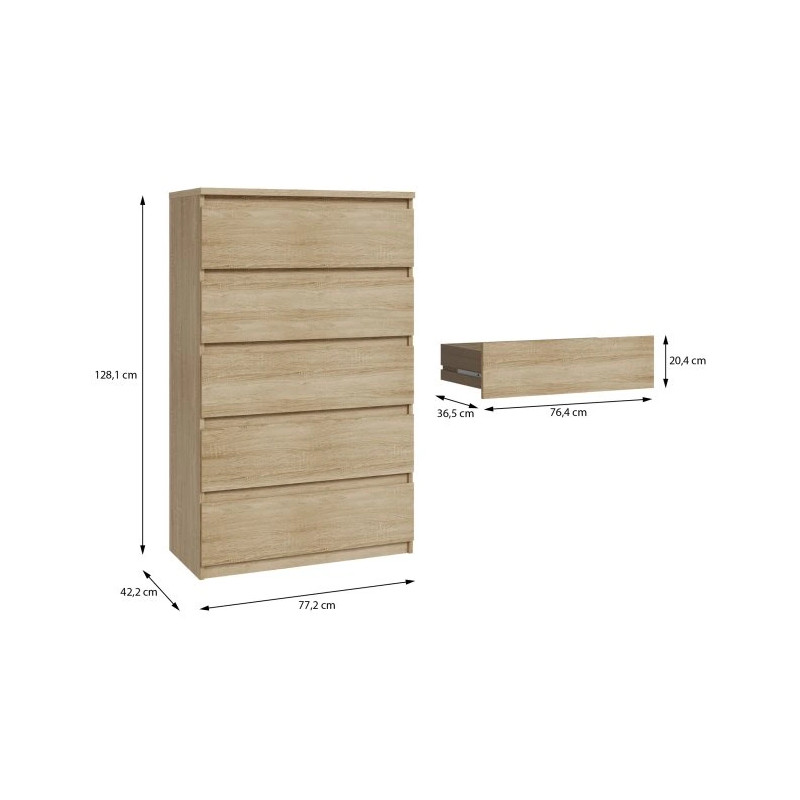 Komoda 5S Chelsea CHLK45-D30F Dąb Sonoma Meble Forte